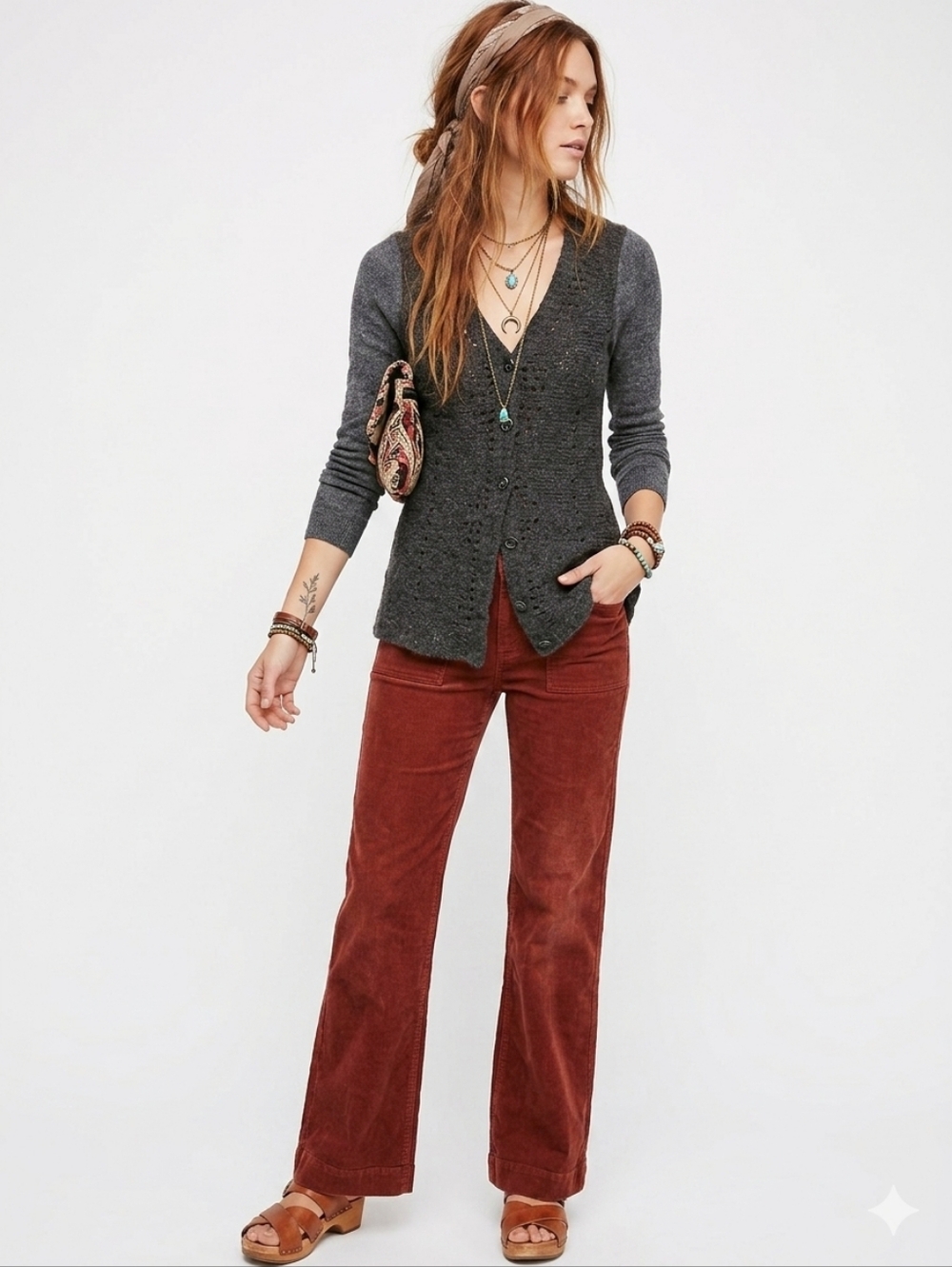 Free People Boho Button-up Cardigan